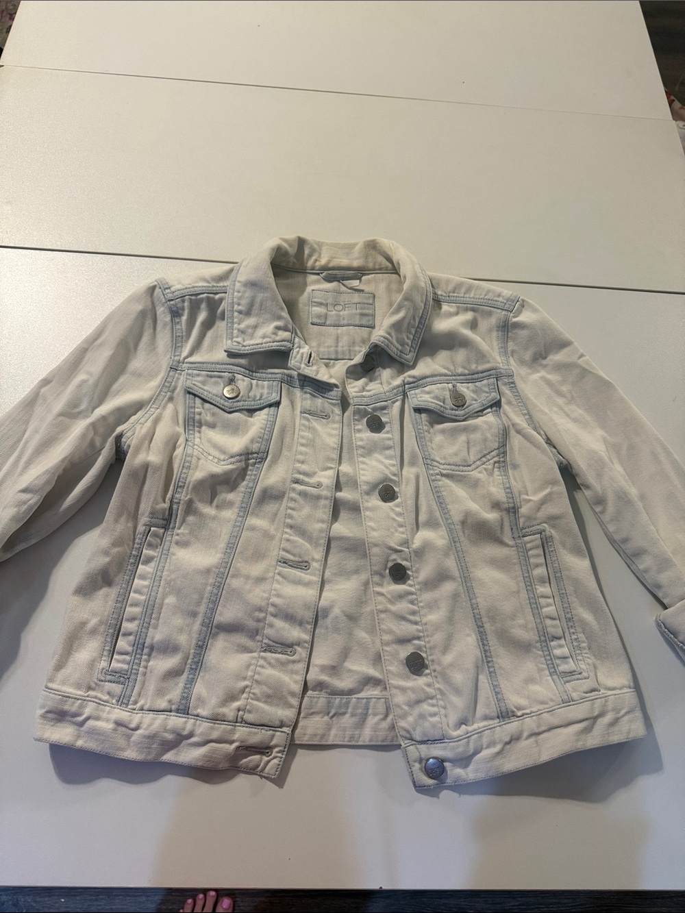 LOFT Girls' Light Cream Denim Jacket - Neutral Cream